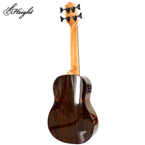 Ukulele U-Bass en acajou 30'' avec accordeurs noirs, Os de bœuf, 2 clous de queue dorés pour concerts de musique, Guitare U-Bass noire - Product Image 5