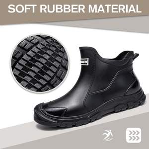 Gugifcto Unisex <strong>Wellington</strong> Boots <strong>Short</strong> Half Height Stylish Waterproof Non-Slip Rainy Day Slippery Floor Garden Shoes 36-48 EU - Product Image 3