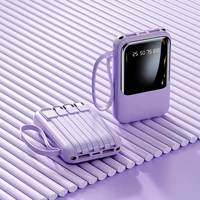Banco de Energía Portátil OEM con Logotipo Personalizado, 10000mAh, Cargador Rápido de 10W, 4 Cables Integrados, Pantalla LED Digital, Mini Estación de Energía
