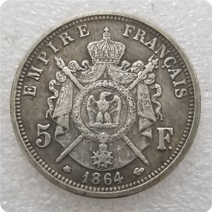 Pièces <span class=keywords><strong>de</strong></span> monnaie commémoratives <span class=keywords><strong>de</strong></span> style antique <span class=keywords><strong>de</strong></span> 5 francs <span class=keywords><strong>de</strong></span> <span class=keywords><strong>France</strong></span> 1861-1866, cadeaux, décoration <span class=keywords><strong>de</strong></span> la maison - Product Image 5