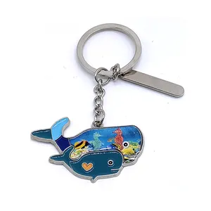 定制标志金属合金沙滩钥匙扣旅游纪念品海洋动物海豚鲸鱼钥匙圈