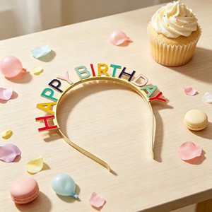 ที่คาดผมอักษรสีรุ้งทองคำอัลลอยด์สำหรับวันเกิดของฉัน สำหรับผู้หญิงและเด็กผู้หญิง อุปกรณ์เสริมสำหรับงานปาร์ตี้ - Product Image 2