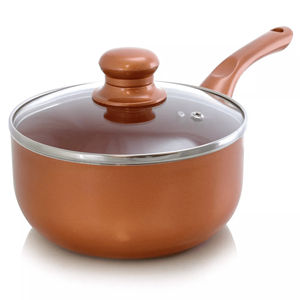 DB Better Chef 2Qt Cacerola Recubierta de cerámica Tono cobre Acero inoxidable y hierro con tapa de vidrio para restaurantes - Product Image 1