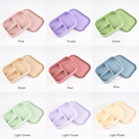 Eversoul Boîte à bento 3 compartiments en silicone sans Bpa personnalisée Contenants pour la préparation des repas Boîte à lunch en silicone pour enfants