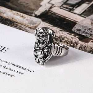 Men's Skull Skeleton <b>Ring</b> <b>Titanium</b> Steel Index Finger Punk Style SA470 Gift Jewelry - Product Image 3