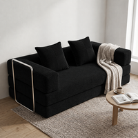 Ensemble de canapés modulaires carrés en chenille compressés sous vide avec rembourrage en éponge, convertible en lit, idéal pour villas et petits appartements