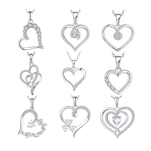 YH JEWELLERY Hot selling Rhodium Plated 925 Sterling Silver Diamond White CZ Heart Pendant Necklace For Lady Fine Jewelry