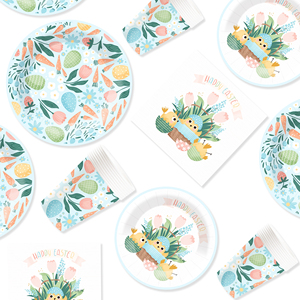 Fournitures de fête sur le thème des œufs de Pâques DAMAI, assiettes <span class=keywords><strong>en</strong></span> <span class=keywords><strong>papier</strong></span> jetables de 9 pouces, serviettes personnalisées vertes avec des œufs et des lapins, ensemble de vaisselle - Product Image 2