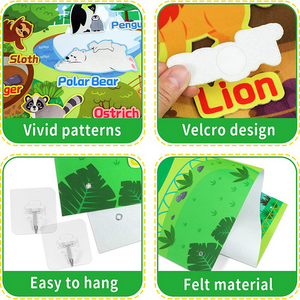 VENTA CALIENTE reutilizable vívido patrón zoológico selva animal franela fieltro story board set con diseño <span class=keywords><strong>de</strong></span> velcro para el desarrollo intelectual - Product Image 2