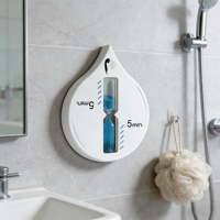 Minuteur sablier en forme de goutte d'eau à ventouse, 5 minutes, design moderne et simple, pour fêtes, réunions, salle de bain, plage, maison, bureau