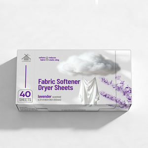 Feuilles de séchage non tissées antistatiques personnalisables, 40 feuilles, parfum lavande, adoucissants pour tissus, feuilles de séchage - Product Image 1