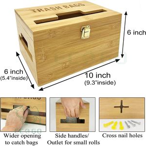 Sac poubelle en bambou porte-sac distributeur de sac poubelle organisateur de distributeur pour cuisine - Product Image 2