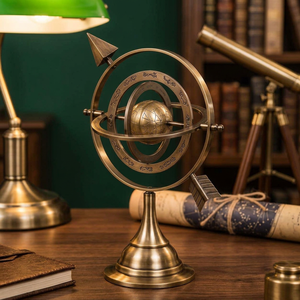 Esfera Armilar de Latón Antiguo con Anillo Zodiacal Giratorio, Globo Celeste Hecho a Mano, Adorno Decorativo de Escritorio para el Hogar u Oficina - Product Image 1