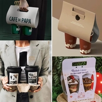 Support à gobelets en carton personnalisé pour café jetable avec poignée, pour boissons chaudes à emporter, emballage pour thé