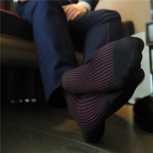 <strong>Men's</strong> <strong>Garters</strong> and Straight Tube Colored Striped Business Formal High Elasticity <strong>Men's</strong> <strong>Socks</strong> Universal Simple High Tube <strong>Socks</strong> - Product Image 3