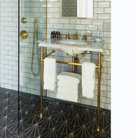 Miroir et console de courtoisie de cadre d'acier inoxydable de laiton de satin pour les meubles de salle de bains haut de gamme d'hôtel et de station de vacances