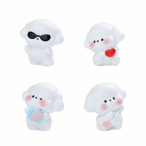 ตุ๊กตาเรซิ่นรูปสุนัขสีขาวน่ารักสไตล์คาวาอี้ขนาดเล็ก ของตกแต่งสำหรับวางบนคอนโซลรถยนต์ โต๊ะทำงาน และสวนเทพนิยาย - Product Image 5