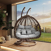 Chaise suspendue œuf en métal de haute qualité pour jardin et patio, avec support métallique, style moderne, similaire aux modèles iconiques, siège de canapé 2 places