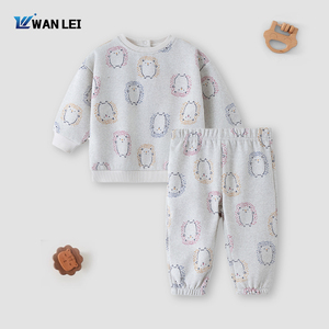 Nouvelle collection de vêtements de nuit pour garçon de style chinois, automne-hiver, velours corail épais et chaud, imprimé dessin animé, ensemble en polyester de haute qualité - Product Image 2
