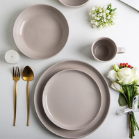 Vente en gros, grès blanc mu, assiettes en céramique personnalisées, ensemble de vaisselle pour restaurant