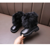 Bottes d'hiver pour filles 2026 en fourrure patchwork noir et blanc