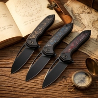 Couteau pliant de poche en acier M390 de qualité industrielle, manche en fibre de carbone, survie, chasse, utilitaire, camping, bricolage