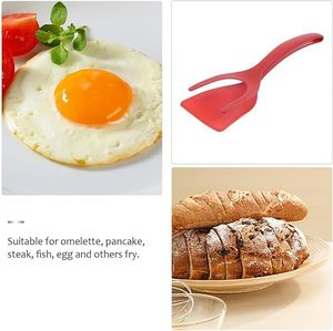 2'si 1 Arada Kavrama ve Çevirme Spatula Maşası Çevre Dostu Yeniden Kullanılabilir Balık Krep Fransız Tostu Omlet Yapma Aracı Silikon Pişirme Spatulası - Product Image 5