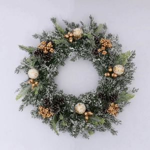 Guirlande de Noël en PVC+PE vert de 45 cm avec décorations dorées, guirlande artificielle faite à la main pour décoration intérieure - Product Image 3