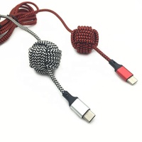 Kabel pengisi daya USB tipe-c ekstra panjang 16 kaki diperkuat untuk Data seluler & komputer terlindung dengan simpul untuk penggunaan Earphone