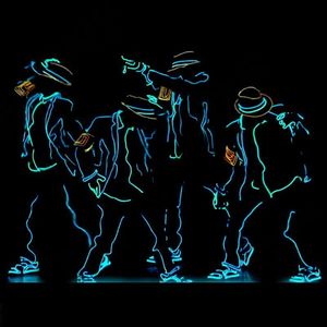 Conjunto de Disfraz de Baile Unisex de Poliéster/Rayón con Estampado Fluorescente Luminoso MJ Blanco de Alta Visibilidad, Sombrero Fedora para Actuaciones en Escenario - Product Image 6