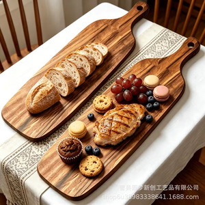 Planche à découper en bois pour l'exportation, planche à fromage, planche portable pour pain et desserts pour le camping en plein air, en bois massif pour aliments cuits - Product Image 2