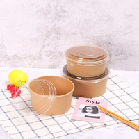 Bol jetable commercial en papier kraft de qualité alimentaire, à paroi simple, résistant à l'huile, 1100 ml, pour l'emballage de salades de fruits