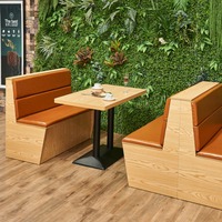Meubles de restaurant de luxe légers en usine, ensemble de sièges en cuir, contreplaqué, bois massif, canapé, table et chaises, meubles commerciaux