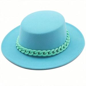 In Stock <b>Cheap</b> Price Unisex Wool Felt Fedora Hat Wide Brim with <b>Chain</b> Image Style Casual Outdoor Party Fishing - Product Image 5