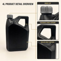 Bouteille d'huile réutilisable en HDPE de 4 L, bouteille d'emballage de lubrifiant jetable de 4 L, bouteille d'huile standard d'exportation de 4 L, bouteille d'huile vide vierge de 4 L