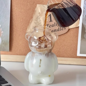Copo de Vidro Borossilicato de Design Moderno e Famoso na Internet, em Formato de Urso, Bonito e Divertido para Café, Suco, Chá e Bebidas em Festas - Product Image 4