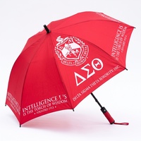 Parapluie pliant compact personnalisé avec logo, motif lettres grecques Sorority Sisterhood 1913, crème et rouge, souvenir universitaire
