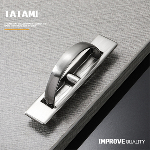 Tiroir de meuble moderne de style japonais avec tatami <span class=keywords><strong>gris</strong></span> perle brossé et noir, poignée dissimulée en alliage d'<span class=keywords><strong>aluminium</strong></span> et de zinc - Product Image 2