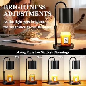 Lampe chauffe-bougie cylindrique entièrement métallique avec minuterie, 4 niveaux de luminosité réglables, hauteur ajustable pour bougies - Product Image 5