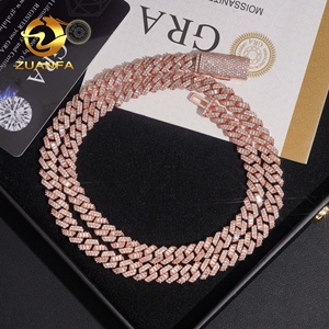Nouveautés Bijoux Hip Hop Or Rose 925 Argent Baguette 8mm Moissanite Cuban Link Chain - Product Image 5