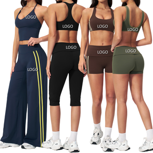 Ensemble de yoga 6 pièces ajusté et élégant avec logo personnalisé, en Spandex/Nylon respirant, taille haute élastique, idéal pour les sports de plein air - Product Image 1