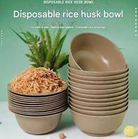Bols modernes écologiques 100 % biodégradables et durables en coque de riz pour céréales, ramen, salades et soupes – Lot de plus de 100 pour le camping, modèle LJR-A5
