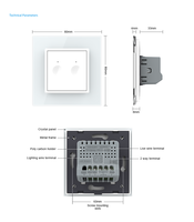 LIVOLO Interruptor de Pared Inteligente de 2 Ganglios y 1 Vía, 10A, con Marco de Cristal y Módulo de PC, Control Remoto de Luz con Cable Vivo Único para Hogar Inteligente