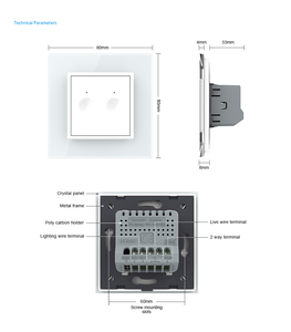 LIVOLO Interrupteur mural intelligent EU 2 gangs 1 voie 10A avec cadre en verre, module PC, commande à <span class=keywords><strong>distance</strong></span> de l'éclairage par un seul fil pour la maison intelligente - Product Image 6