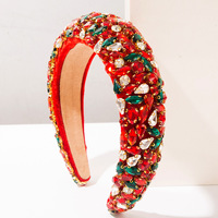 Serre-tête rétro en velours orné de diamants, à bord large et rehaussant la taille, accessoire capillaire de Noël de haute qualité