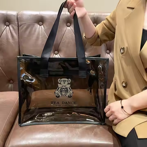 Fashionable Custom Black Oversize Large Capacity Thick Logo Colored PVC Buckle Closure Outdoor Sports Travel <b>Shopping</b> <b>Tote</b> <b>Bag</b> - Product Image 4