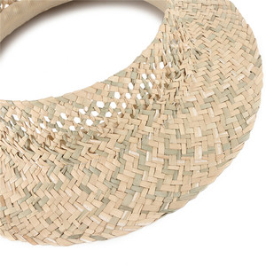 Phụ nữ và trẻ em làm bằng tay Hawaii cỏ biển tự nhiên Cỏ bulrush rơm mở dệt Puka vành ngắn không có mũ bãi biển hàng đầu - Product Image 5