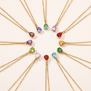 Hot Selling December <strong>Birthstone</strong> Jewelry Zircon Teardrop Necklace Exquisite Stainless Steel <strong>Jewellery</strong> for Women TGXL11351 - Product Image 4