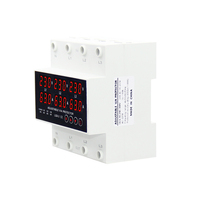 3P + N Din rail Voltmètre Ampèremètre réglable sur et sous tension limite de courant protection Monitor Six Digital Display