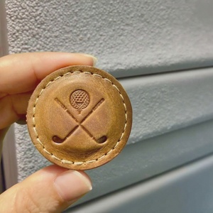 Custom Golf Ball Marker Fridge Magnet Laser Refrigerator Magnet Genuine Leather Golf Ball Marker for Engraving - Product Image 1